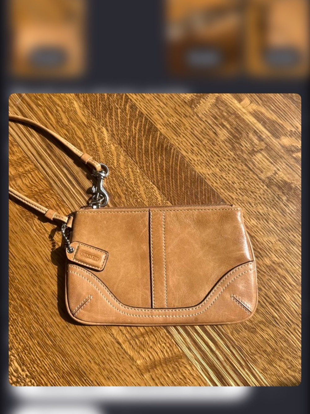 Coach Caramel Leather Wristlet Clutch